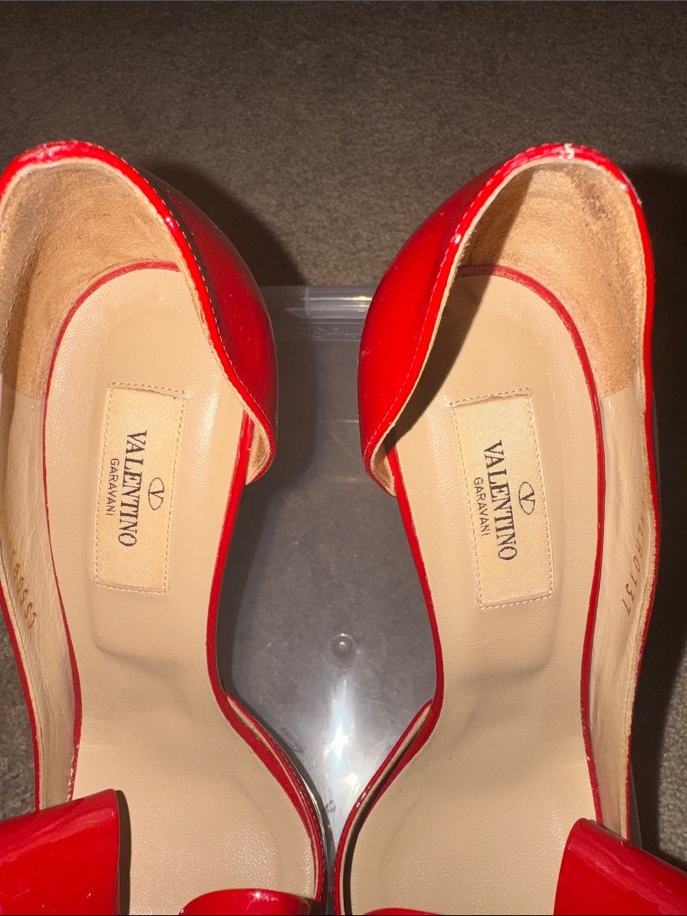 Valentino Red Patent Bow Peep-Toe Heels - Picture 12 of 12